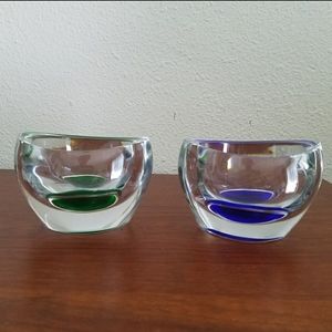 Eye Shape Thick Glass Votive Candle Holders
